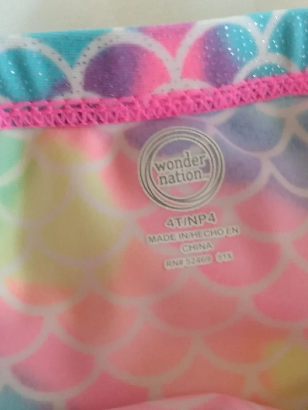 wonder nation Rainbow Mermaid Scale Swim Skirt/ Cover - 4T